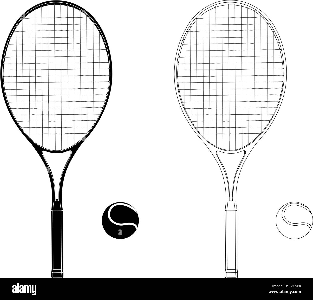 Raquette de tennis avec une balle. Télévision dessin à la main. Vector illustration isolé sur fond blanc Illustration de Vecteur