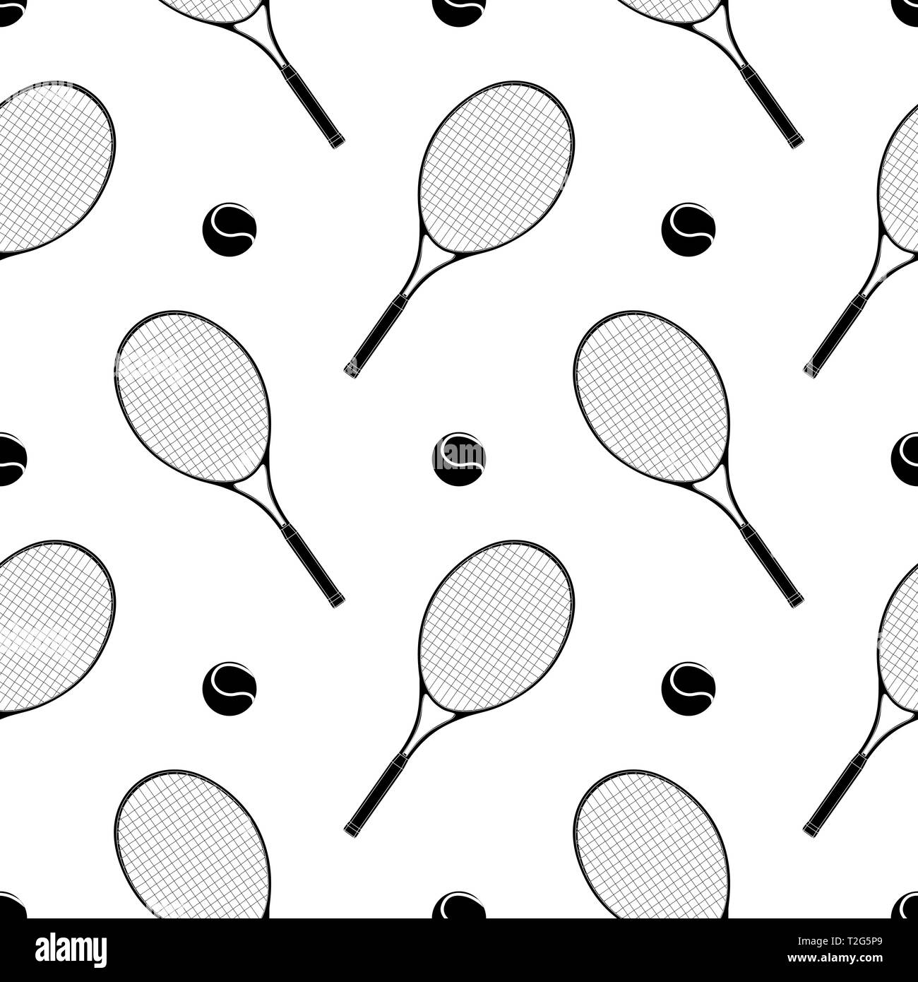 Raquette de tennis avec une balle. Modèle sans couture. Vector illustration Illustration de Vecteur