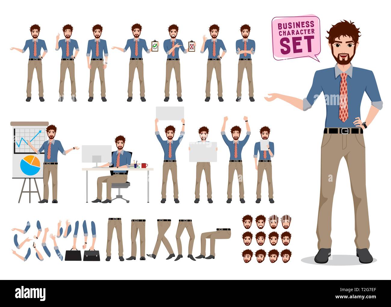 Les hommes de la création de personnage vector set. Personnage de l'homme  Bureau de standing avec différentes poses et postures pour les entreprises  Image Vectorielle Stock - Alamy