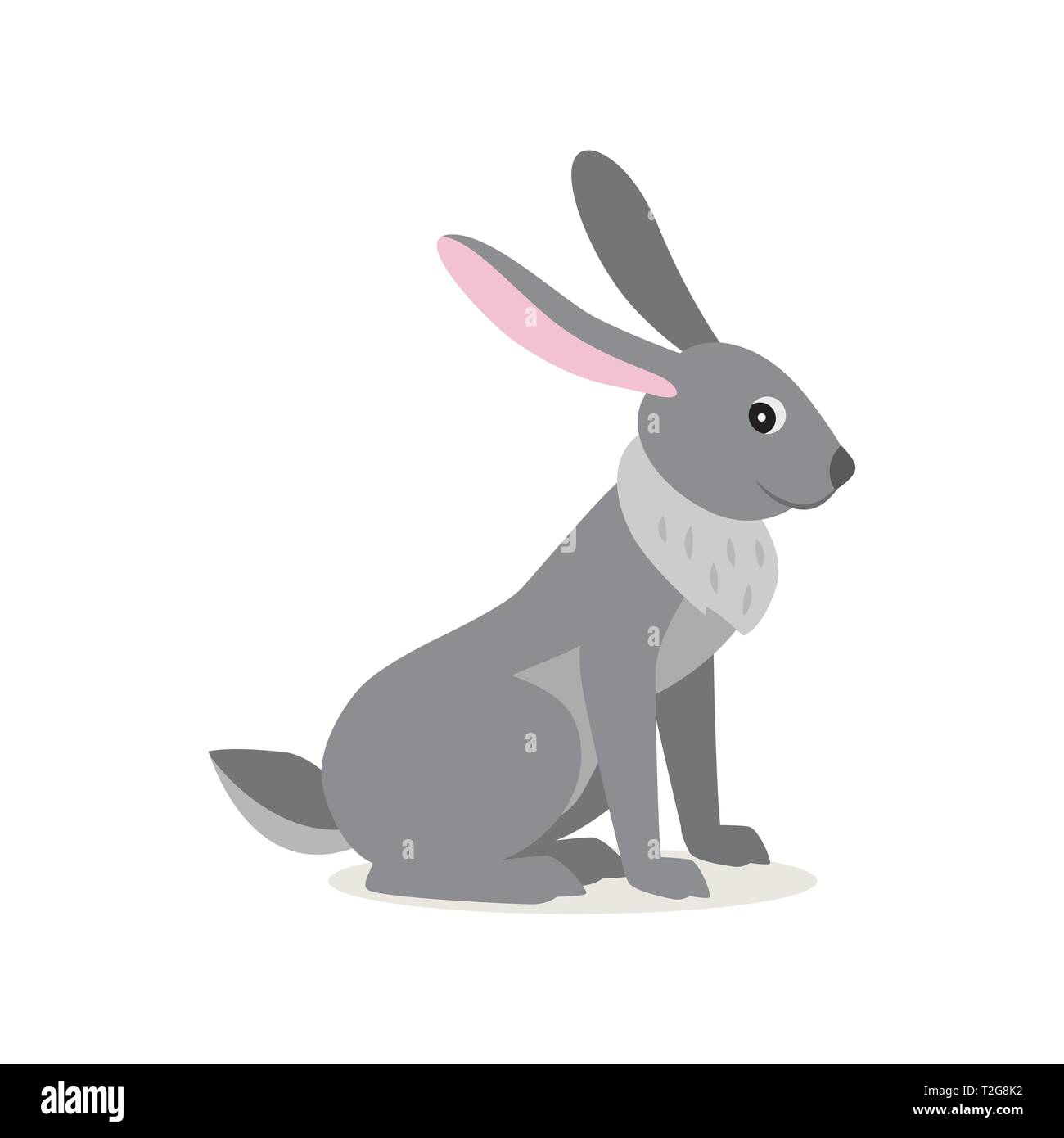 Gris lièvre lapin mignon isolé sur fond blanc, forêt, illustration vectorielle, animaux des bois dans un style plat Illustration de Vecteur