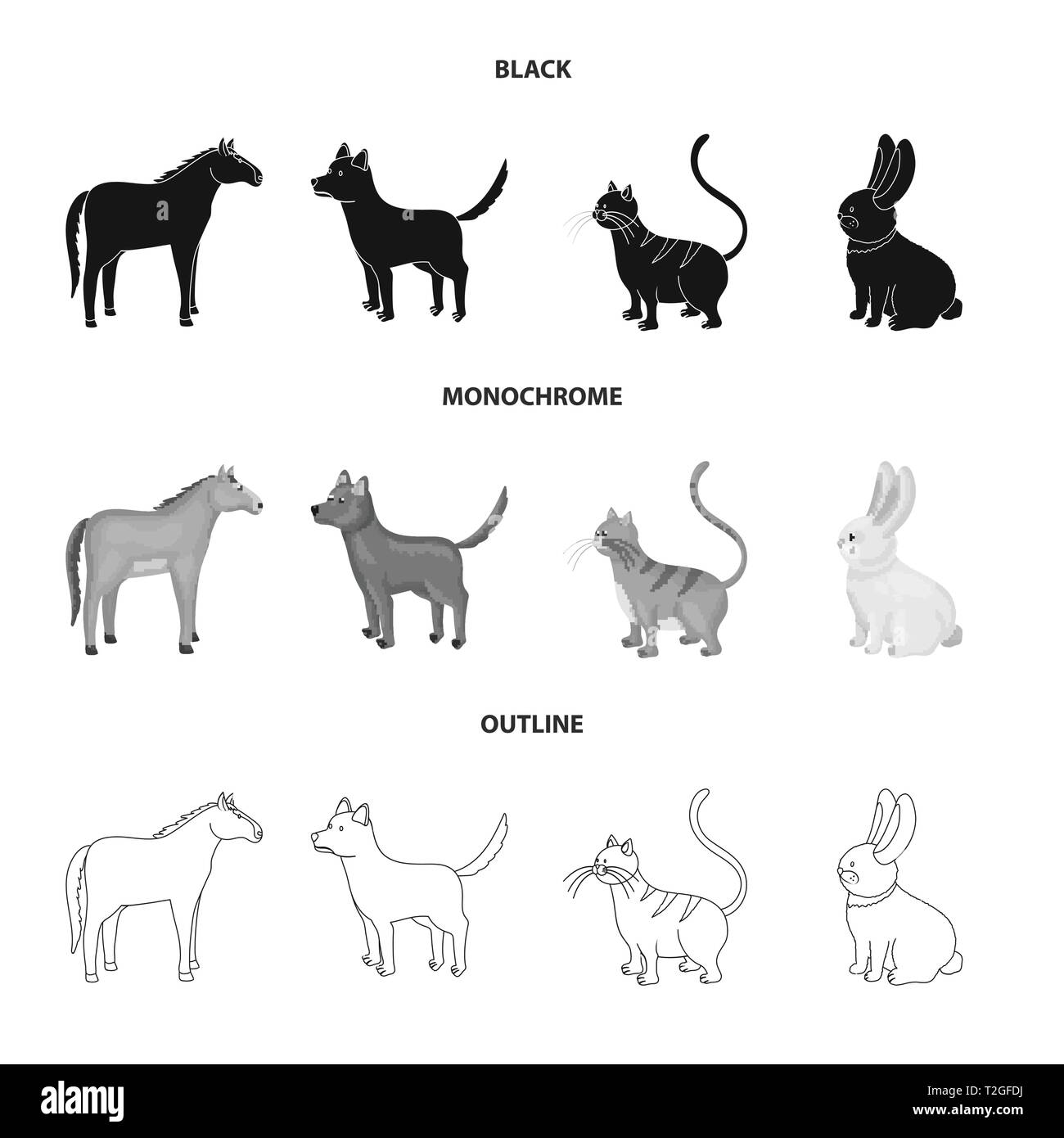 Cheval,chien,chat,lapin,animal,Animaux,chaton chiot,élevage,lapin,mustang,race,mignon,viande,étalon,toutes,les,blanc,equitation,comportement,queue hare,action,funny,TOURNANT,pose,fun,,fourrure,trot,soins,élevage,reproduction,cuisine,ranch,organiques,ferme,alimentaire,maison,campagne,ferme,set,agriculture,vector icon,illustration,collection,isolé,design,graphisme,élément vecteur vecteurs,signer , Illustration de Vecteur
