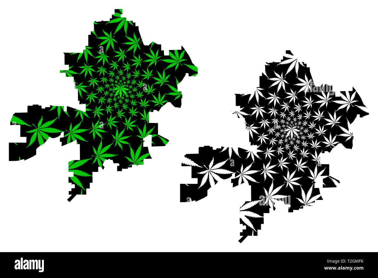 La ville de Fort Wayne (États-Unis d'Amérique, USA, États-Unis, nous, villes des États-Unis, USA)- site est conçu vert feuille de cannabis, Ville de Fort Wayne site Illustration de Vecteur