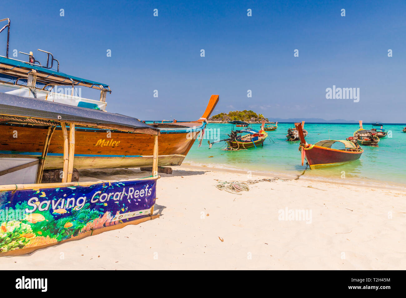 Février 2019. Ko Lipe Parc national marin de Tarutao Thaïlande. Vue de bateaux à Ko Lipe Parc national marin de Tarutao Thaïlande Banque D'Images