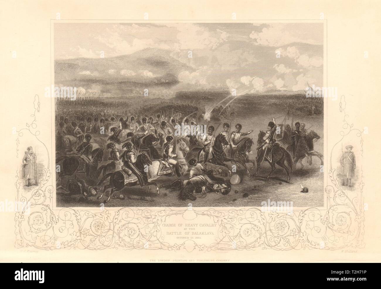 Guerre de Crimée. Charge de cavalerie lourde. Bataille de Balaklava le 25 octobre 1854 1860 Banque D'Images