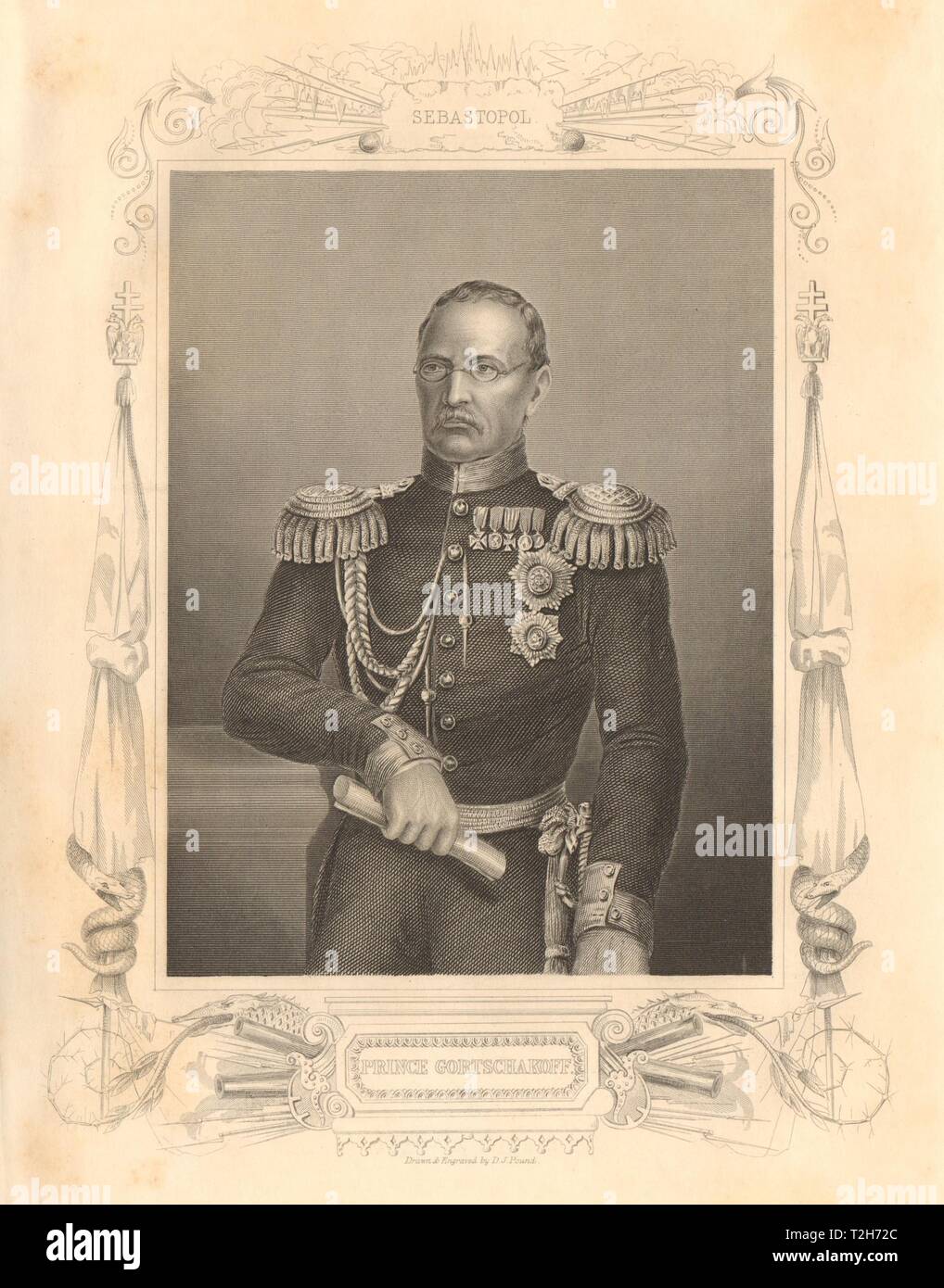 Guerre de Crimée. Le prince Alexandre Mikhaïlovitch Gorchakov 1860 vieux ancien Banque D'Images