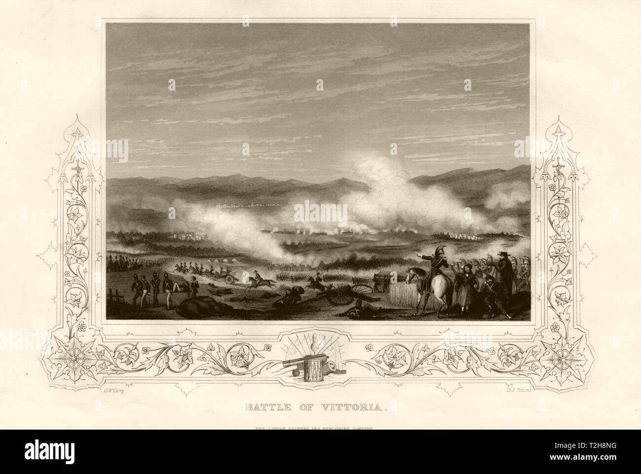 Bataille de Vitoria, Espagne. Guerre d'Espagne 1813. C TALLIS1855 vieux ancien Banque D'Images