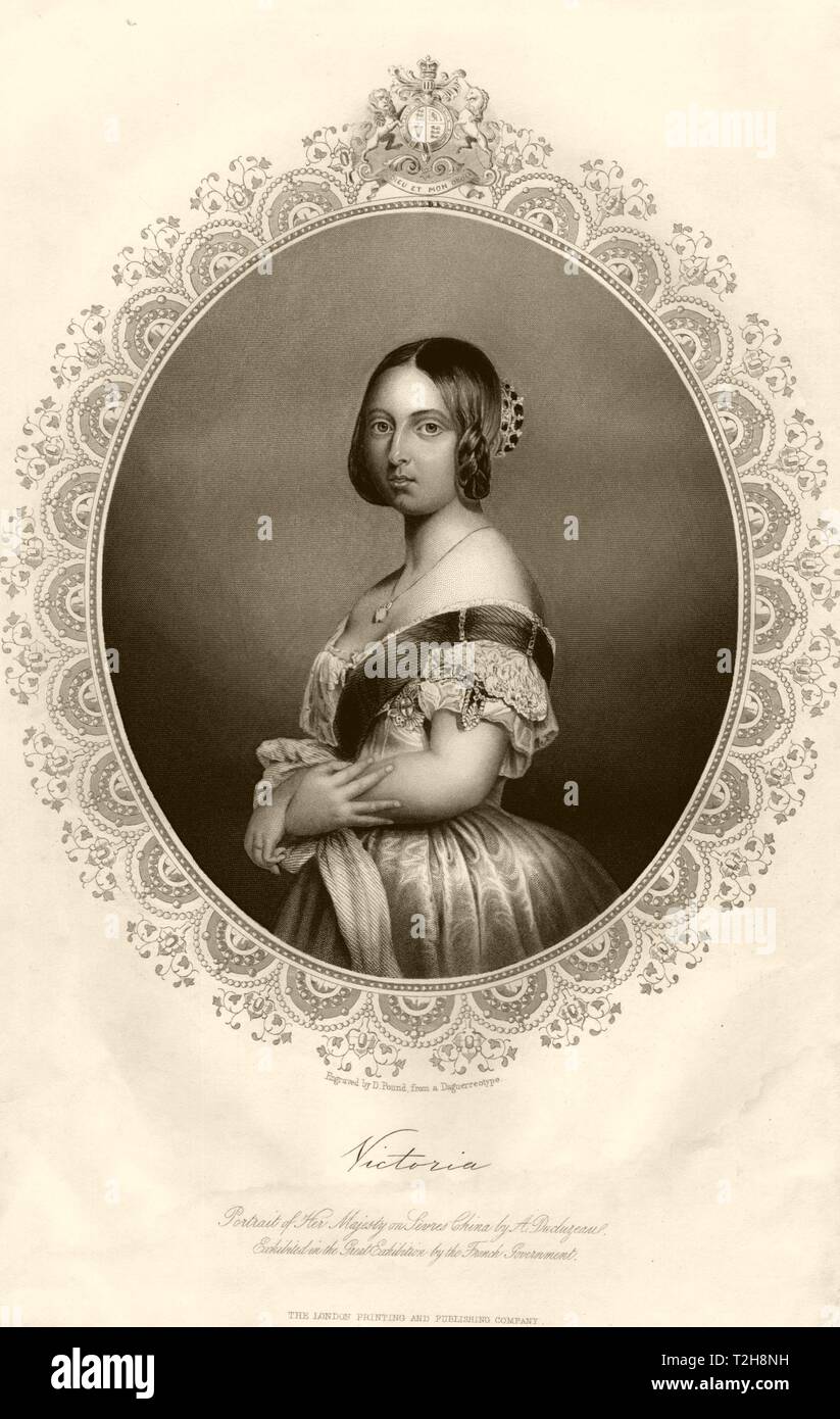 La reine Victoria. Portrait par Ducluzeau. C TALLIS1855 ancienne imprimer photo Banque D'Images
