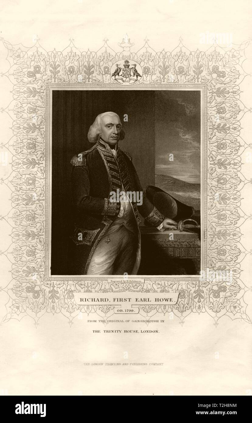 Richard, premier comte Howe (1726-1799), après Gainsborough. TALLIS c1855 imprimer Banque D'Images