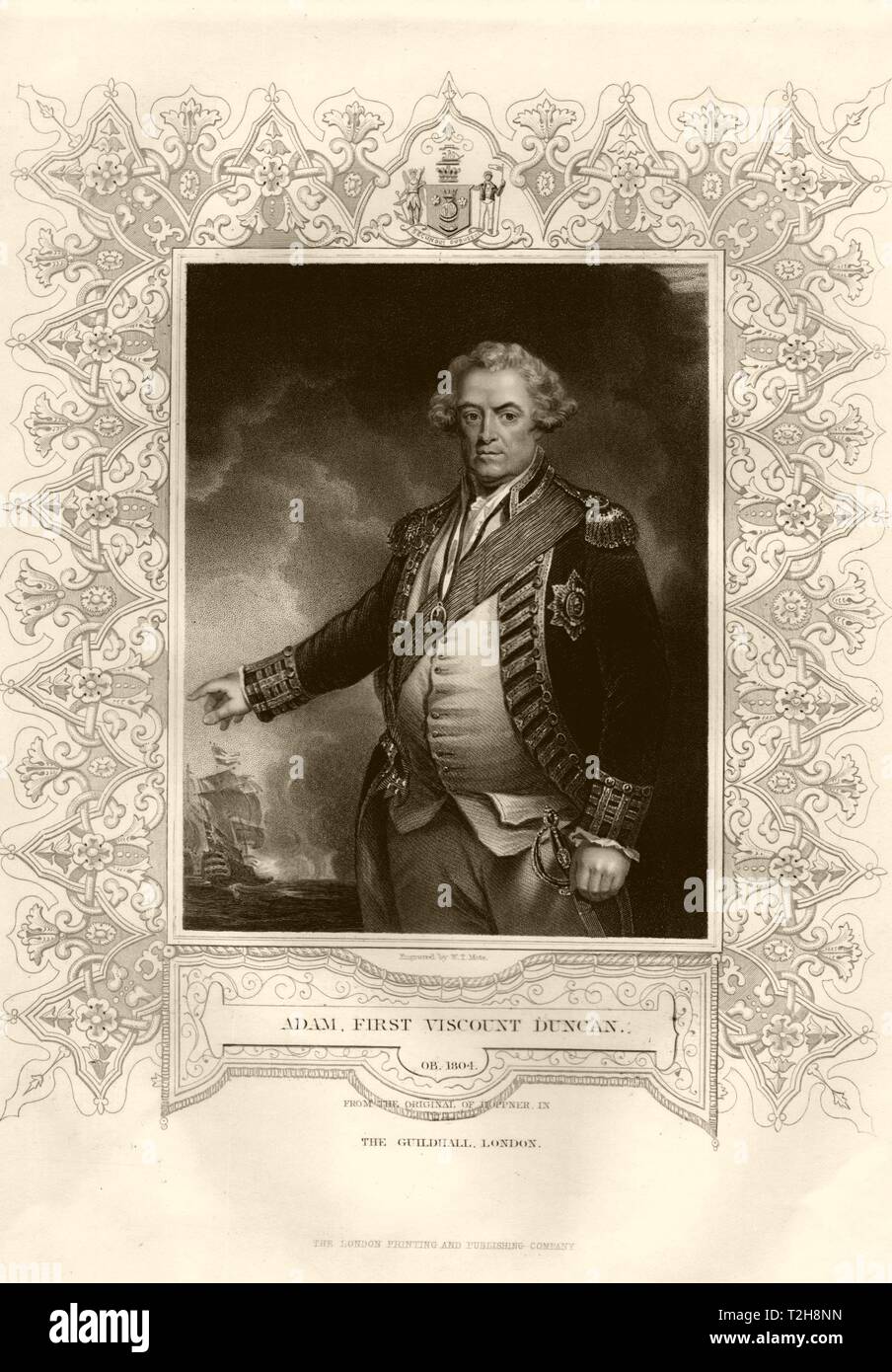 Adam, 1er vicomte Duncan (1731-1804). Après Hoppner. TALLIS C1855 cartouche d'impression Banque D'Images