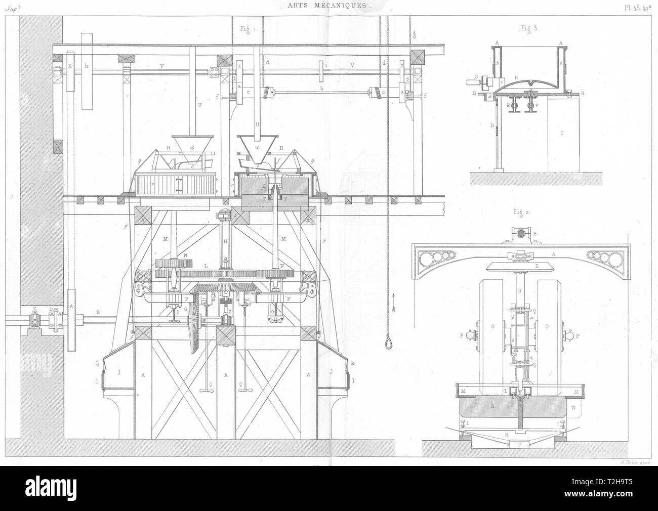 La SCIENCE. Arts mecaniques. Moulins 1879 ancienne vintage print photo Banque D'Images