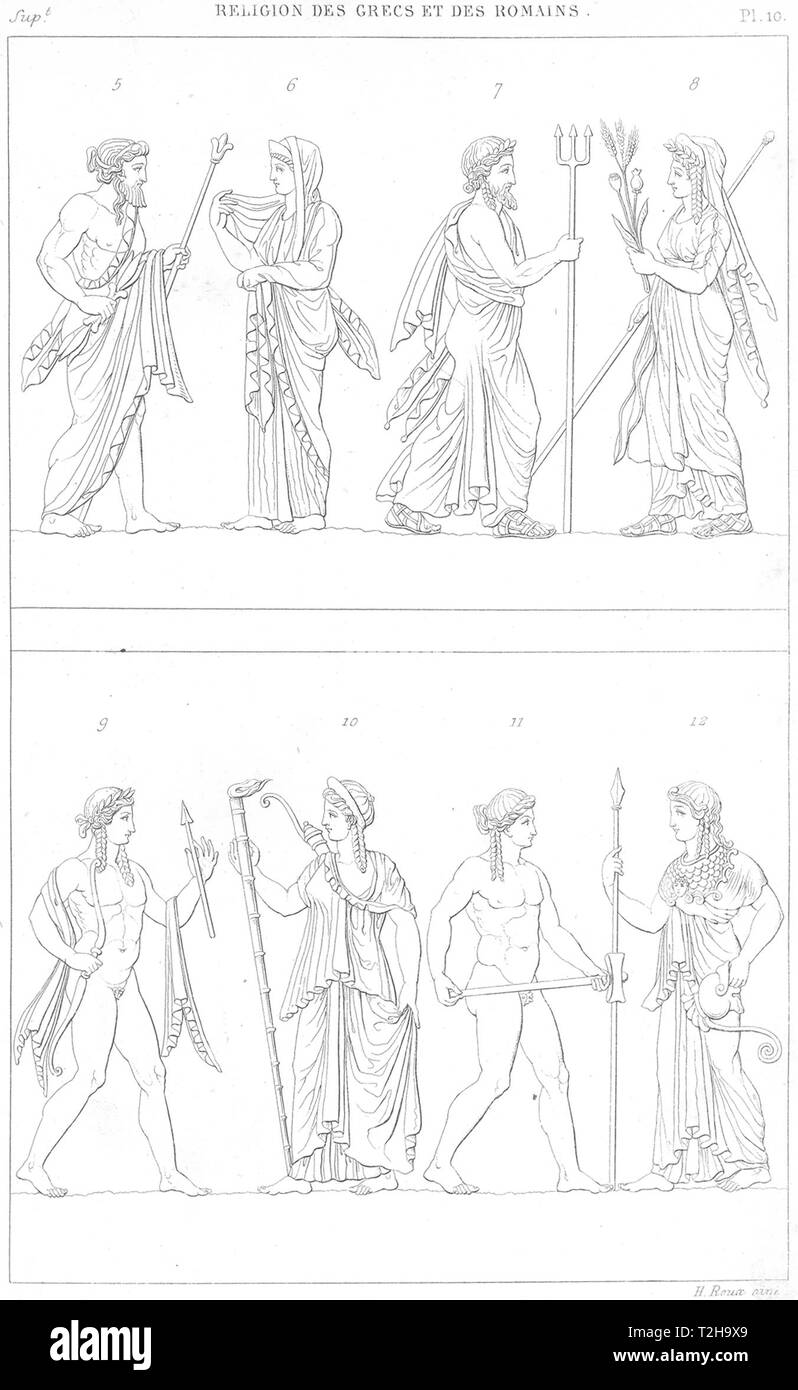 Dieux romains grecs. Jupiter, Neptune, Ceres, Apollo ; Diana ; Vulcan 1879 Minerva ; Banque D'Images