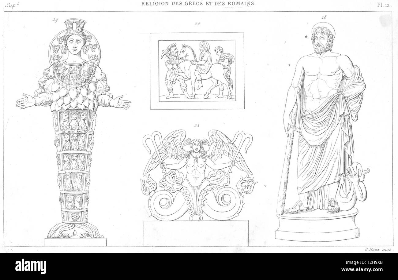 GREEK RELIGION ROMAINE. Esculape Diana Ephèse Charon étrusque Genie 1879 Banque D'Images
