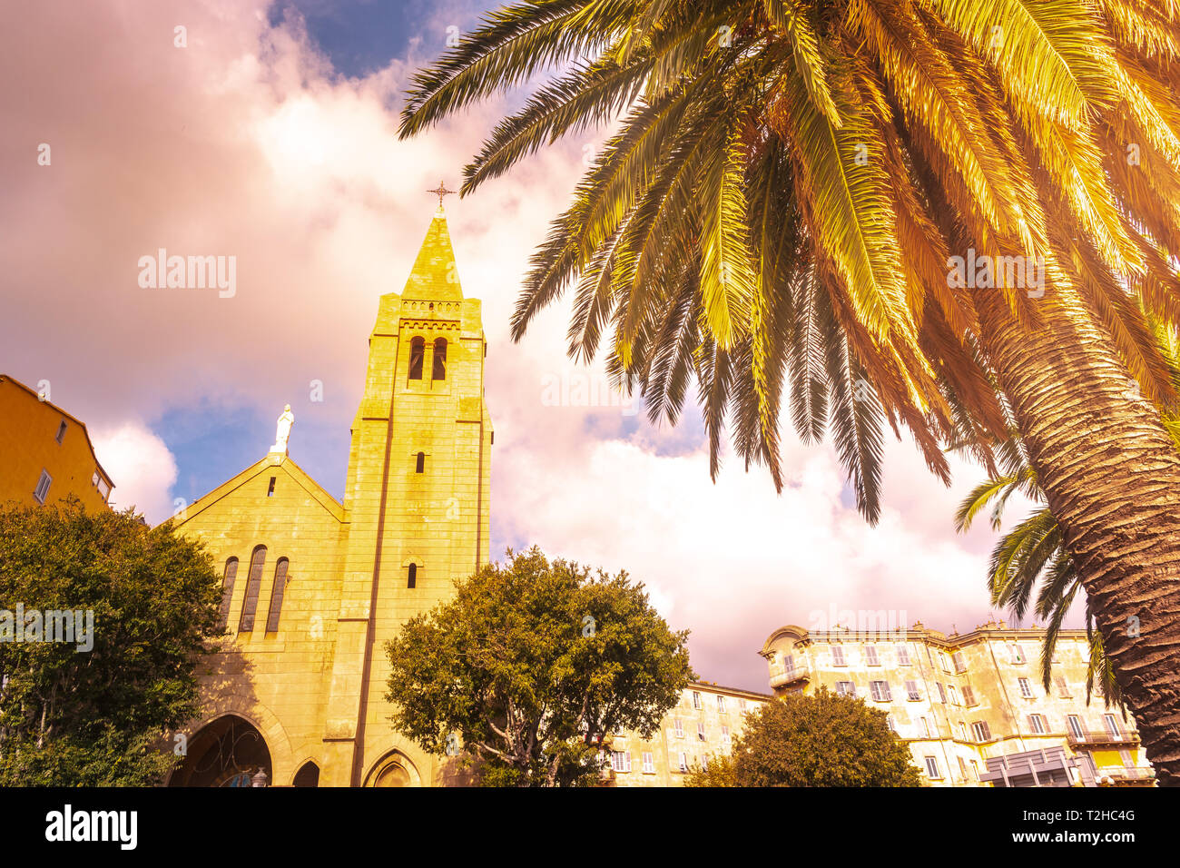 Belle église Notre Dame de Lourdes dans la ville de Bastia en Corse