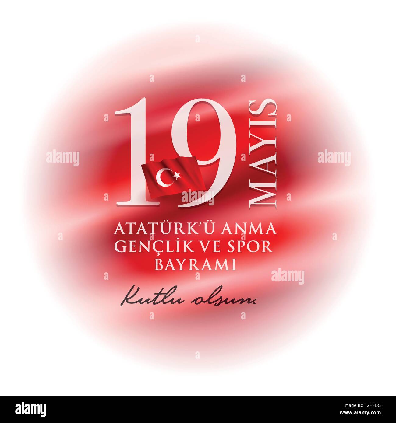 19 Mayis u'Ataturk Anma, Genclik ve Spor Bayrami conception de cartes de vœux. 19 mai Commémoration d'Atatürk, de la jeunesse et des sports 24. Vector illustration. Tur Illustration de Vecteur