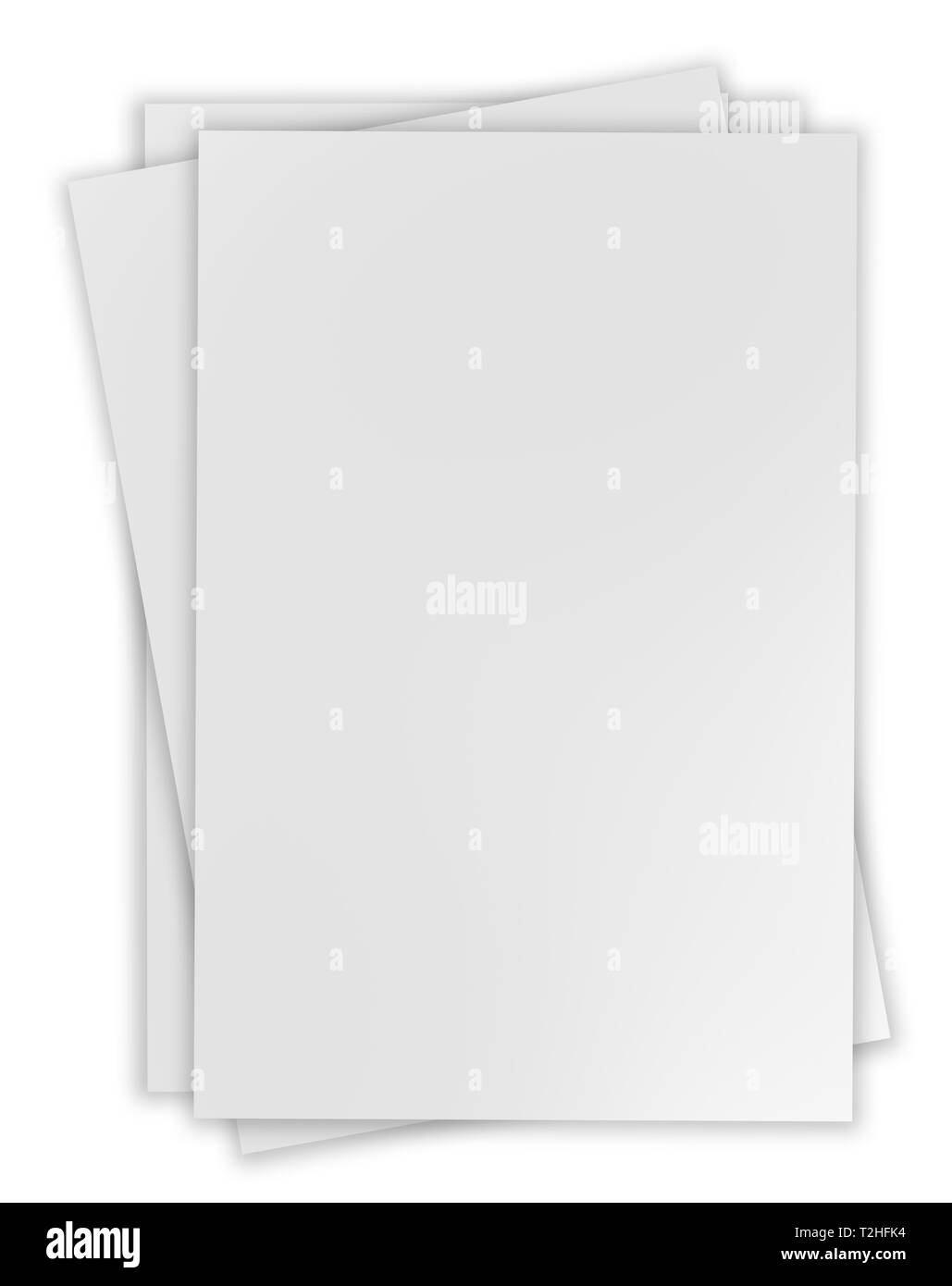 Des feuilles de papier blanc isolé sur fond blanc Banque D'Images