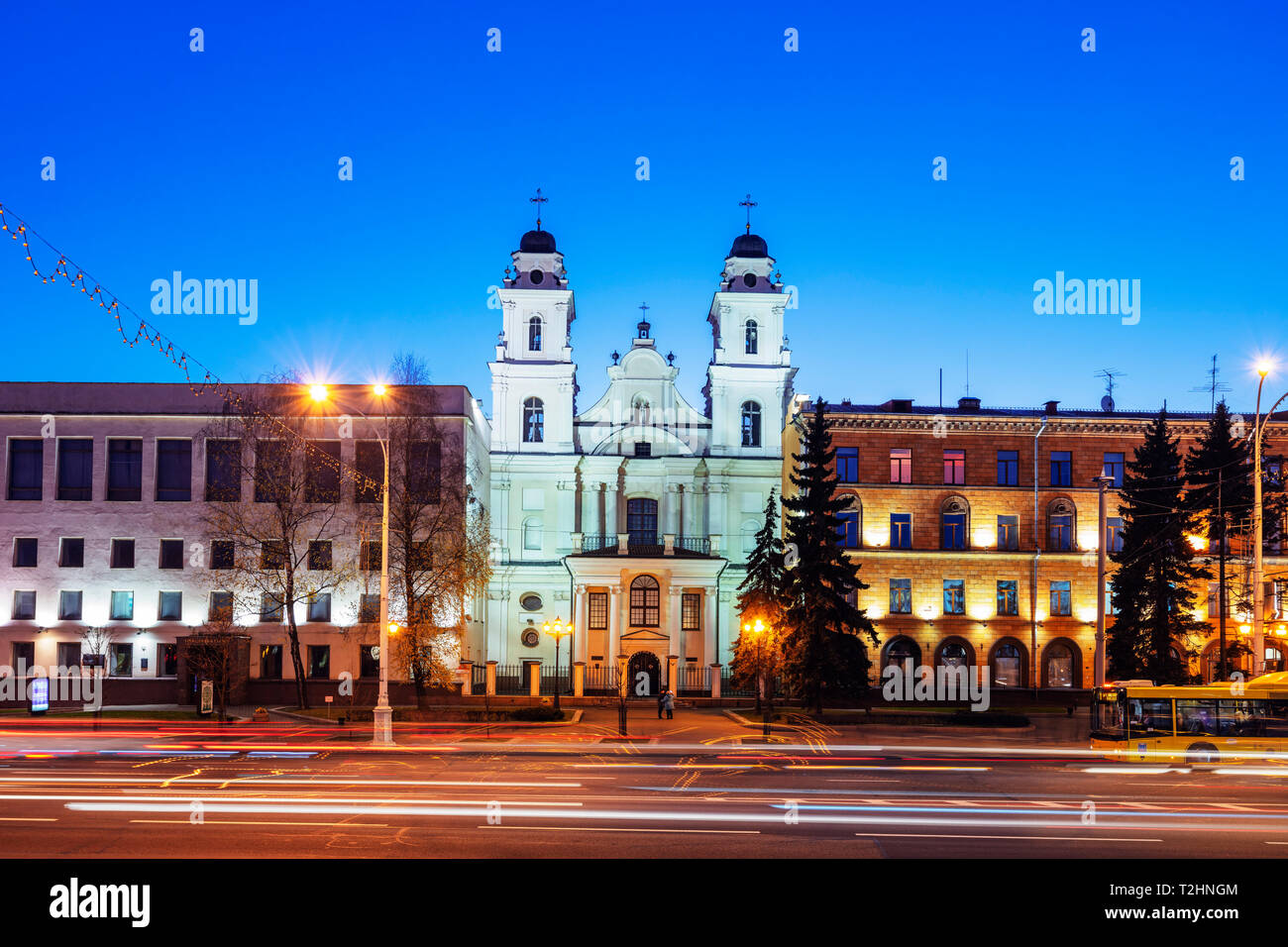 La cathédrale baroque de Saint Vierge Marie, Minsk, Belarus, l'Europe de l'Est Banque D'Images