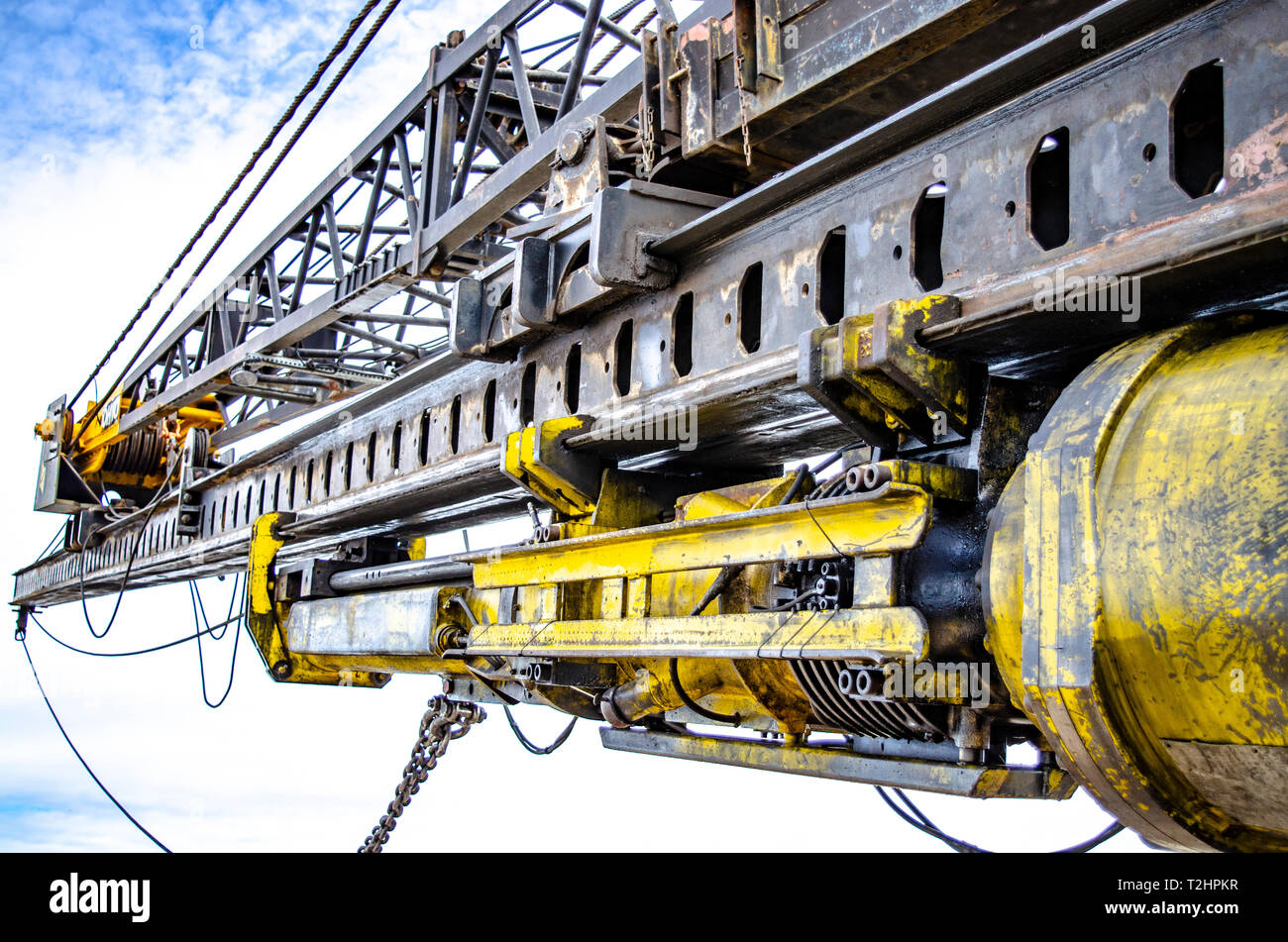 Une grue de l'Ohio 60 MPX et l'équipement de soutien de la Union Pacific Railroad au lac Salton California USA Banque D'Images