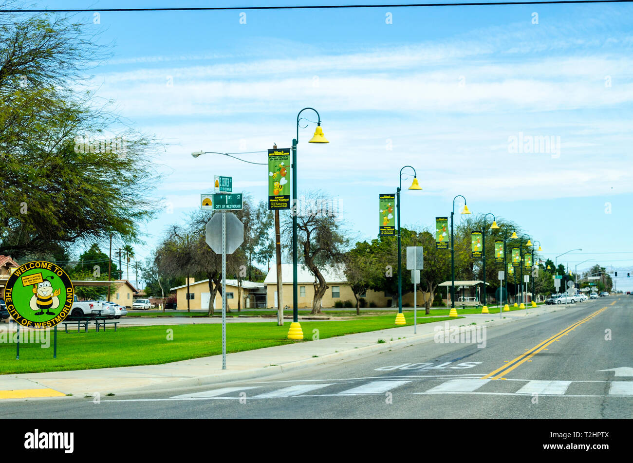 La ville de Westmoreland dans la Vallée impériale de la Californie Banque D'Images