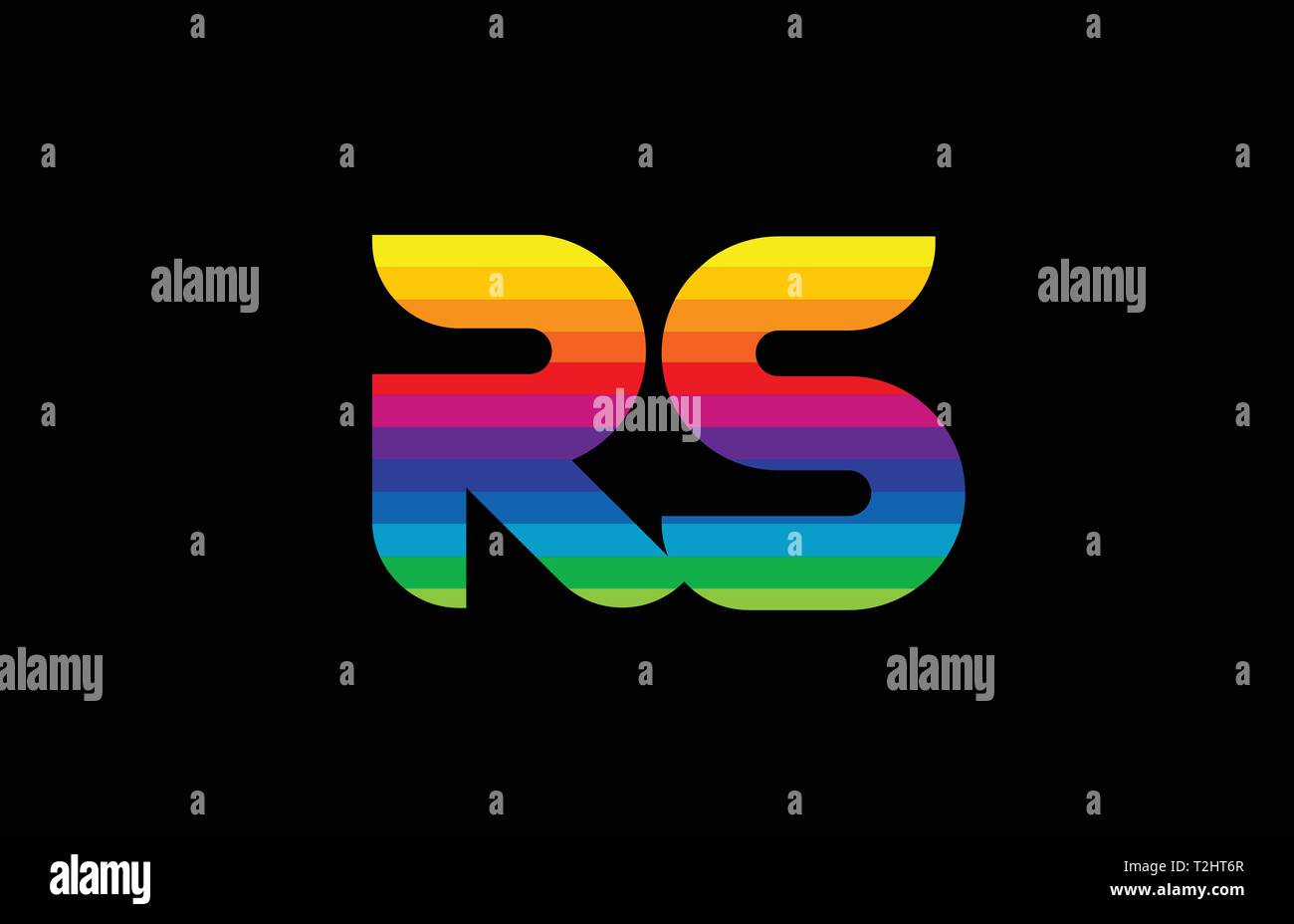 Couleur arc-en-ciel coloré lettre alphabet rs r s combinaison logo design adapté pour une société ou entreprise Illustration de Vecteur