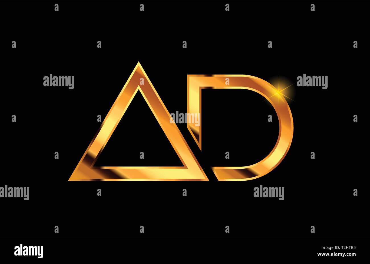 Lettre alphabet métal doré or combinaison logo annonce a d design adapté pour une société ou entreprise Illustration de Vecteur
