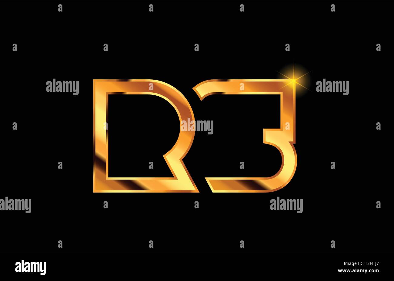 Lettre alphabet métal doré or combinaison logo rs r s design adapté pour une société ou entreprise Illustration de Vecteur