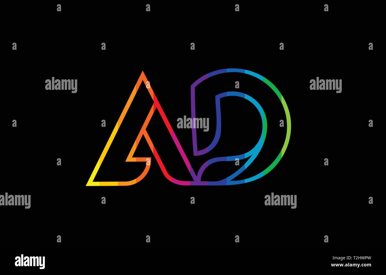 Couleur arc-en-ciel coloré lettre alphabet d'une combinaison ad logo design adapté pour une société ou entreprise Illustration de Vecteur