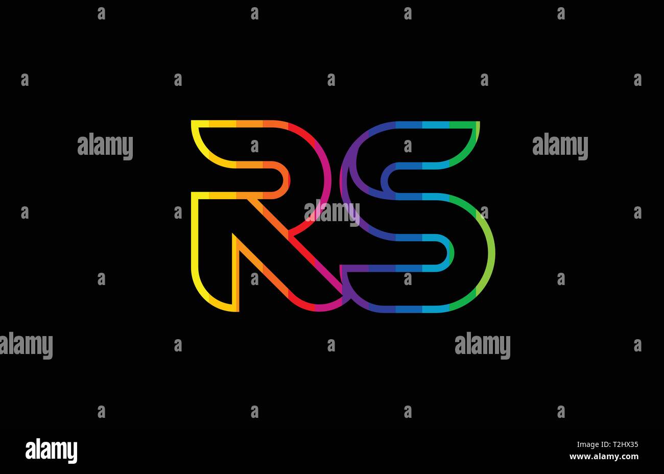 Couleur arc-en-ciel coloré lettre alphabet rs r s combinaison logo design adapté pour une société ou entreprise Illustration de Vecteur