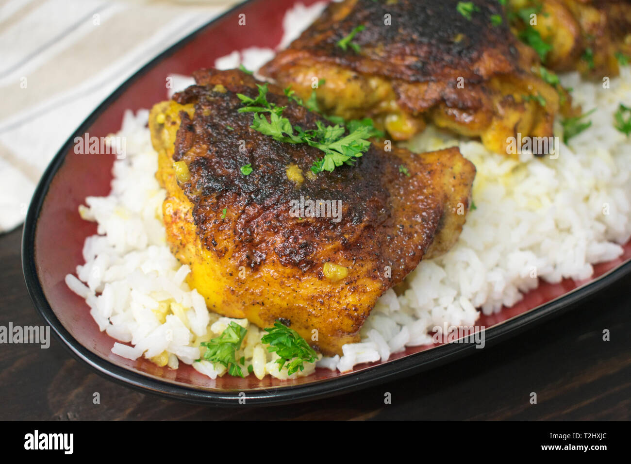 Cuisses de poulet au citron Curcuma Banque D'Images