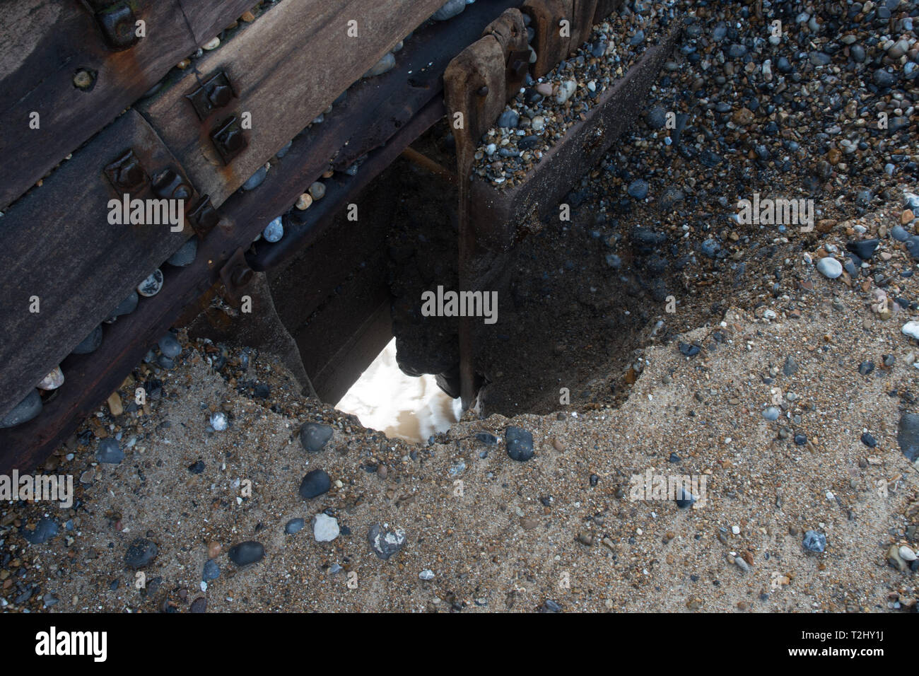 Des dolines sur plage de Cromer, dans le Norfolk. Banque D'Images