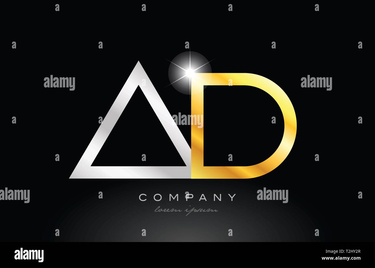 Or argent lettre alphabet combinaison logo annonce a d design adapté pour une société ou entreprise Illustration de Vecteur