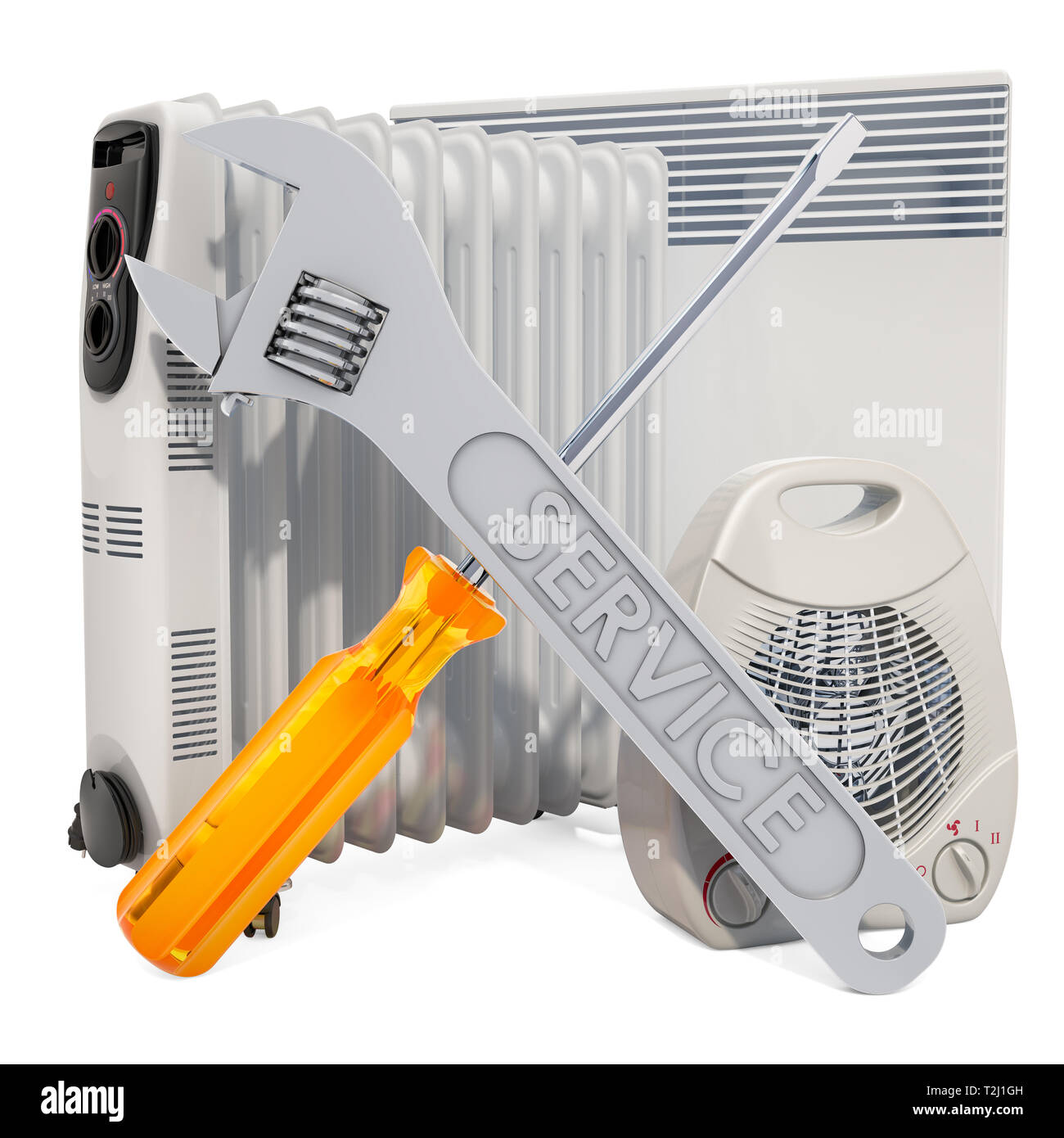 Service de réparation et d'appareils de chauffage concept. Le rendu 3D isolé sur fond blanc Banque D'Images