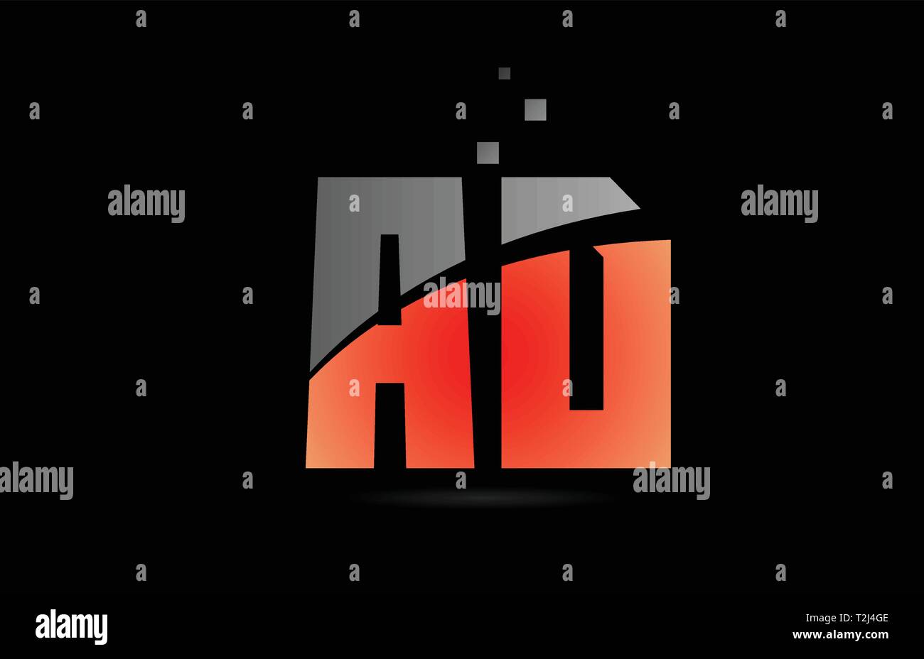 Orange gris sur fond noir lettre d'alphabet AD un logo design combinaison approprié pour une société ou entreprise Illustration de Vecteur