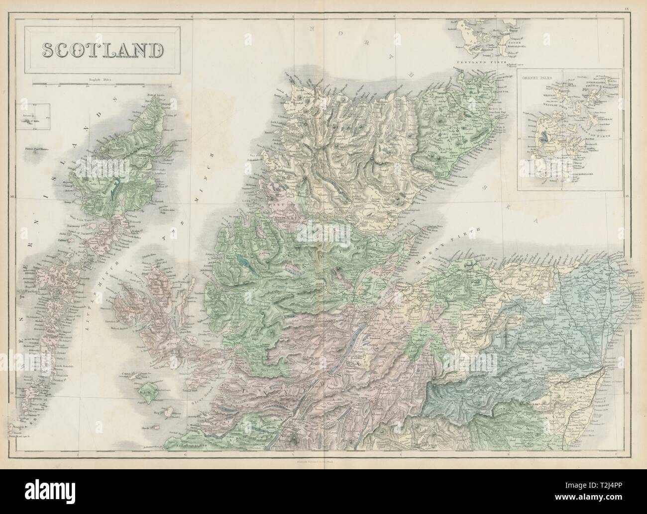 L'Écosse. De nord. Highlands and Islands. SIDNEY HALL 1856 ancienne carte antique Banque D'Images