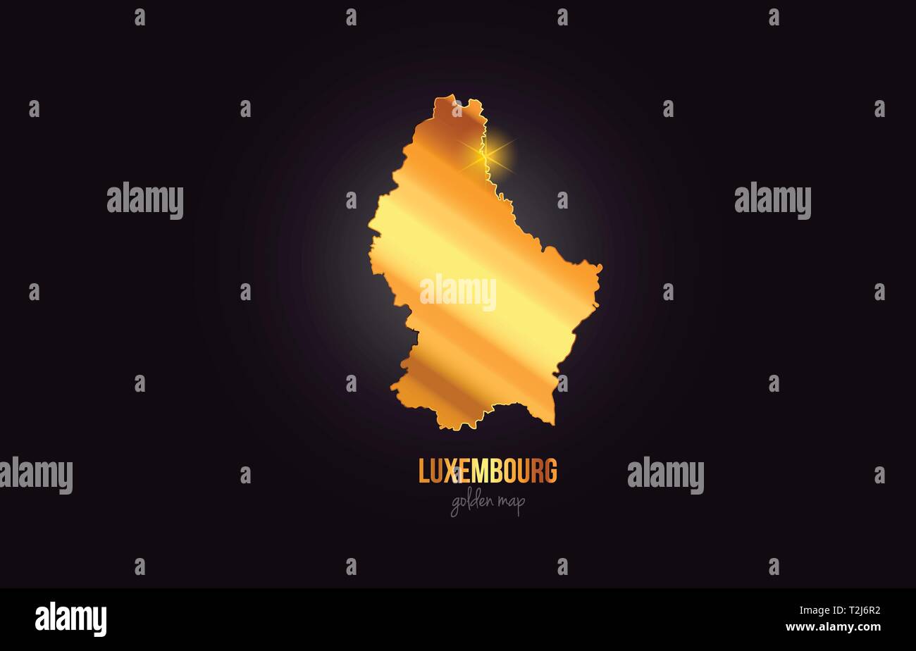 Pays Luxembourg carte frontalière en métal doré or design couleur convient pour un logo design icône Illustration de Vecteur