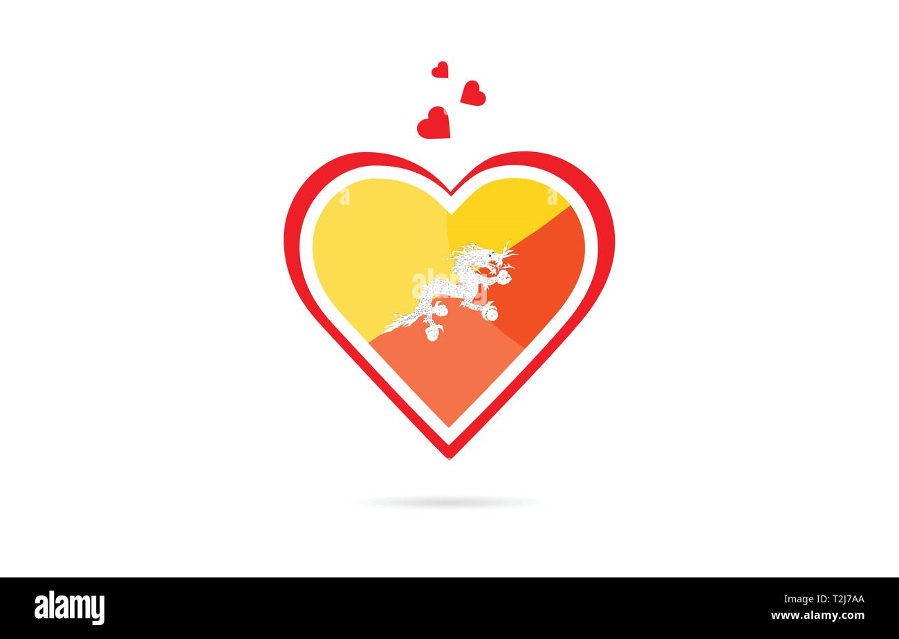 Bhoutan drapeau du pays à l'intérieur de coeur d'amour pour un logo design conception icône Illustration de Vecteur