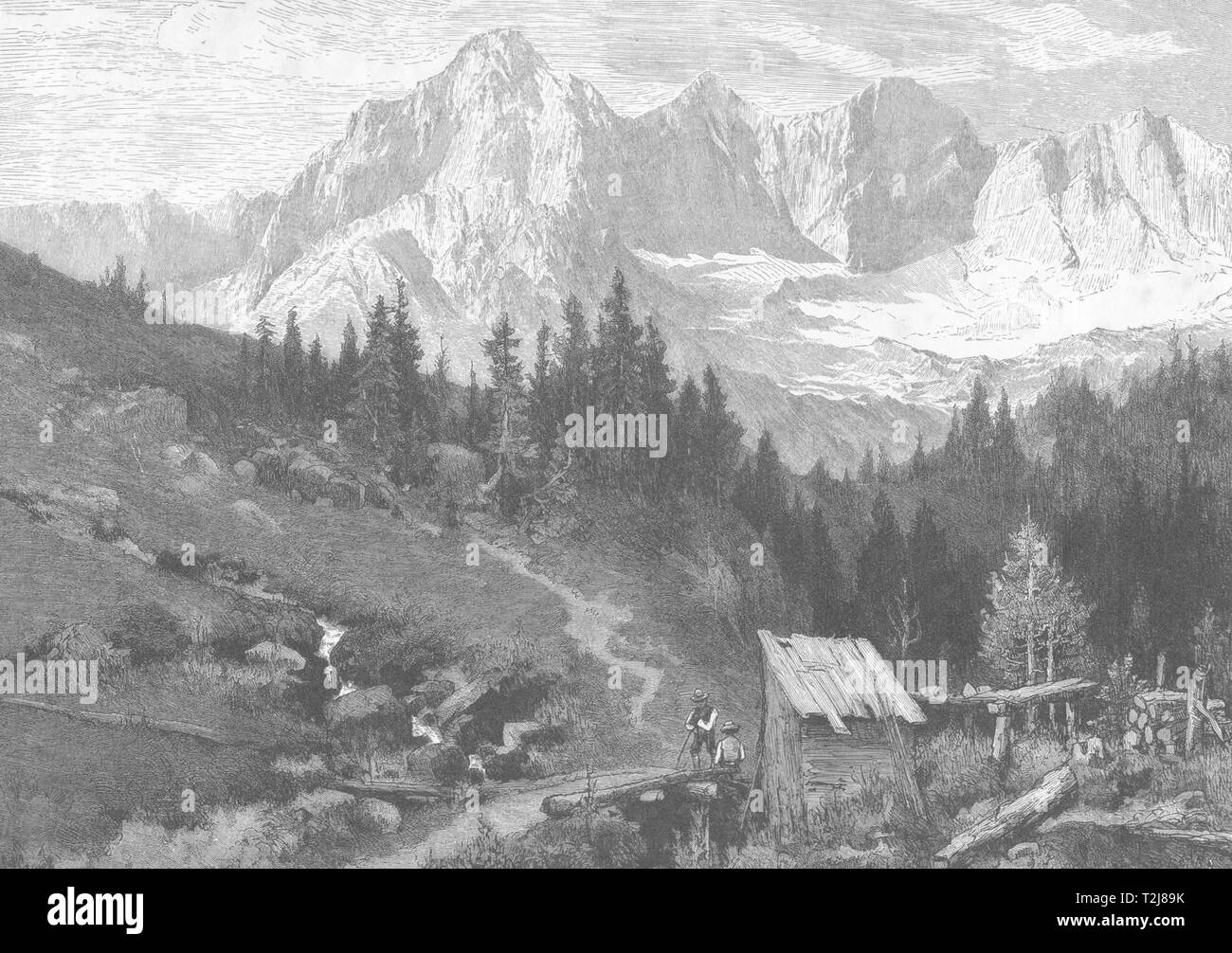 L'Autriche. Une partie de la gamme Dachstein. Alpes autrichiennes c1893 vieux ancien Banque D'Images