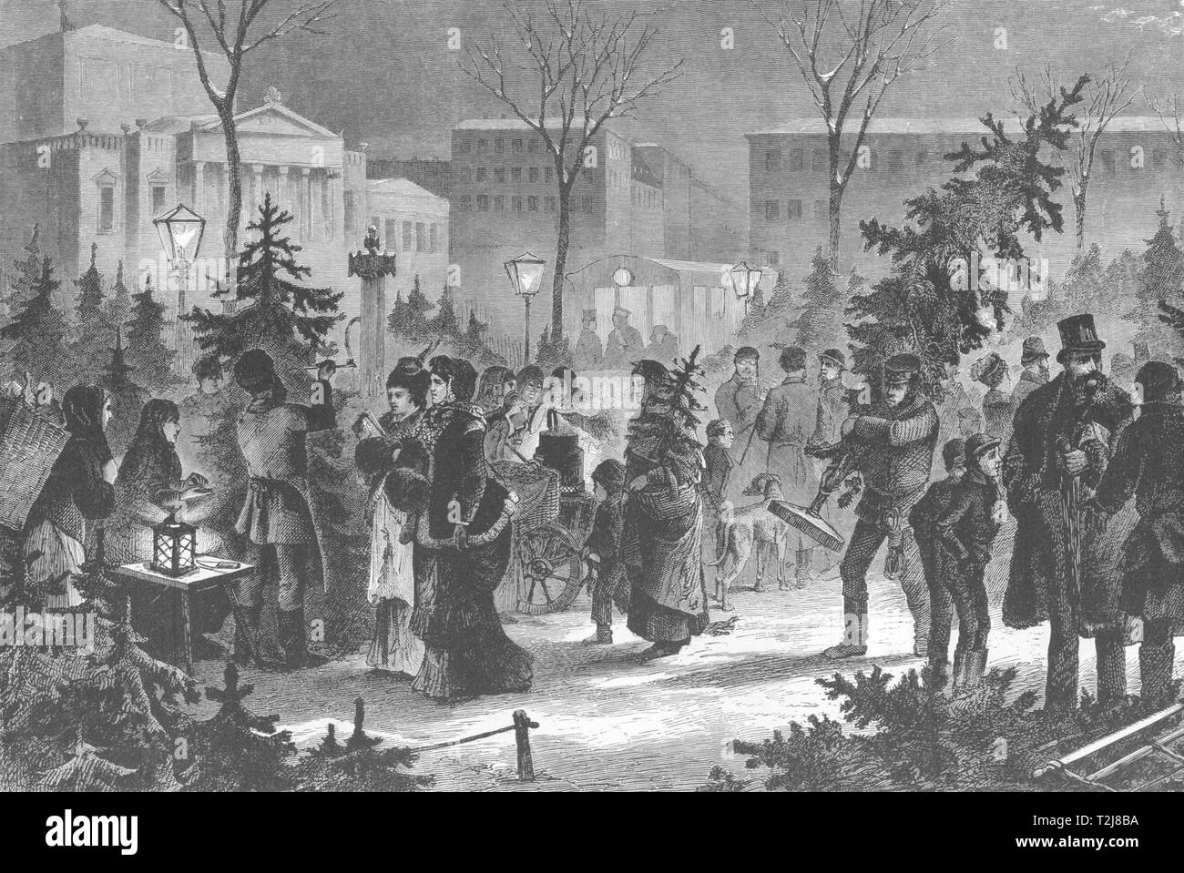 L'Allemagne. Leipzig. Marché Christmas-Tree, Augustus Platz c1893 Cartouche d'impression Banque D'Images
