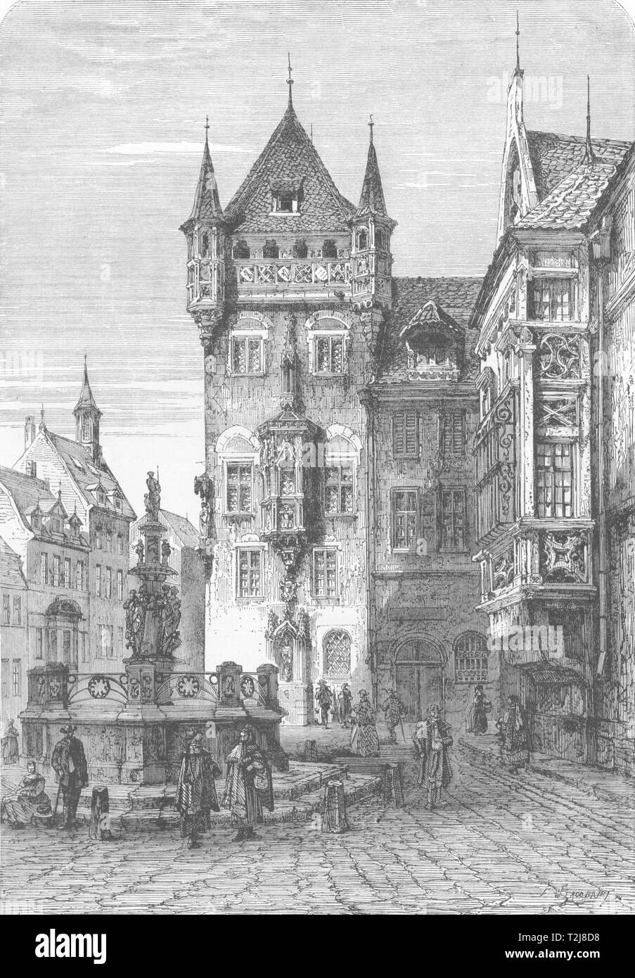 L'Allemagne. Maison de Nassau, Nuremberg c1893 ancienne vintage print photo Banque D'Images