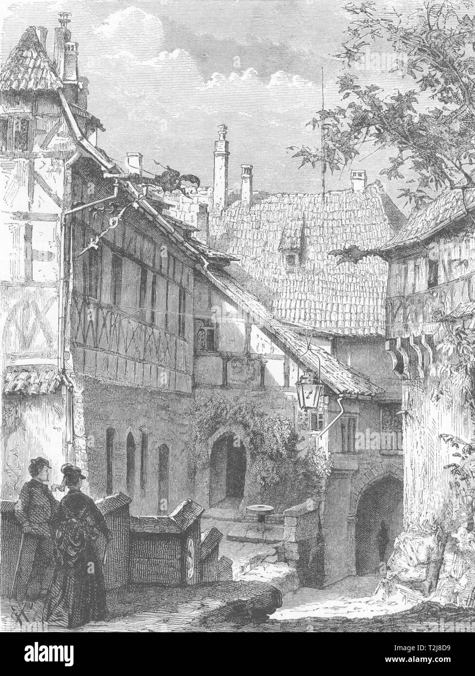 L'Allemagne. La Wartburg. Castle Court c1893 ancienne vintage print photo Banque D'Images