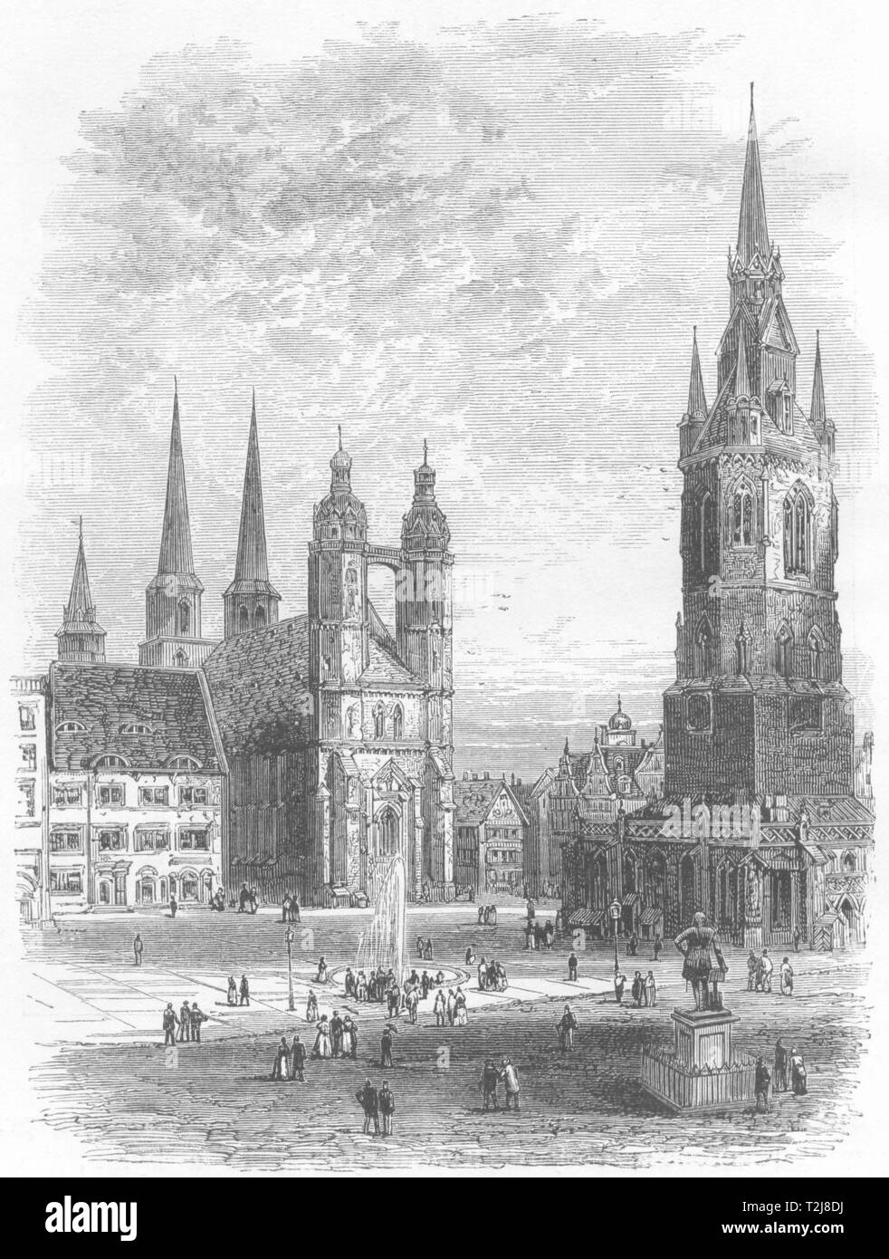 L'Allemagne. Halle ; le marché c1893 ancienne vintage print photo Banque D'Images