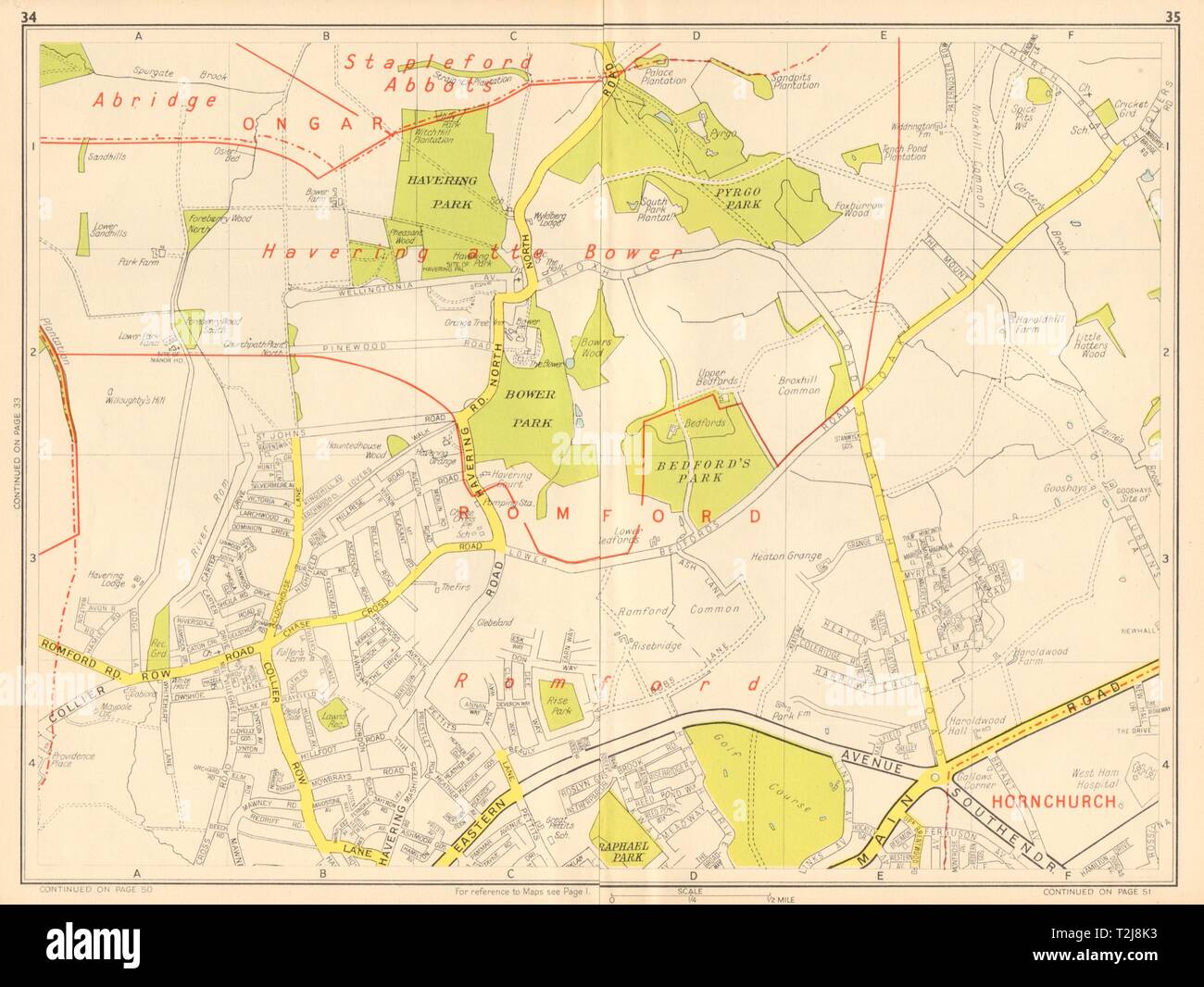 ROMFORD Havering-atte-Bower Harold Hill Collier Row. GEOGRAPHERS' A-Z map 1948 Banque D'Images