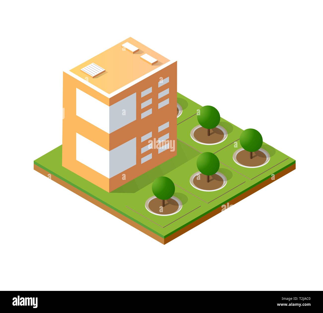 Maison isométrique urban city infrastructure de l'économie. Ville paysage parcs arbres vecteur illustration Illustration de Vecteur