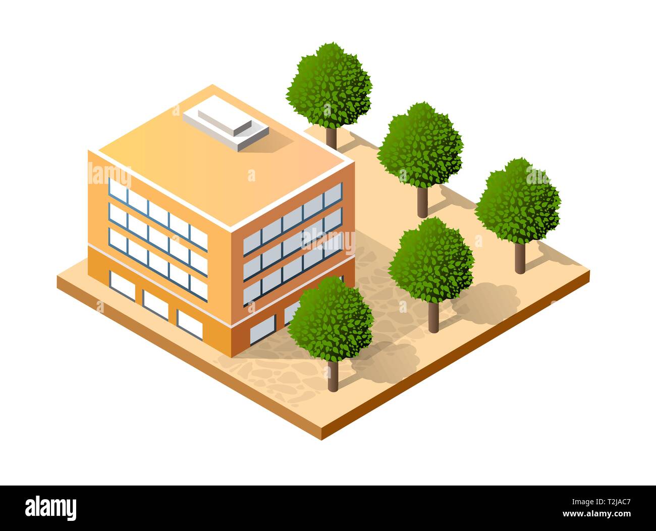 Maison isométrique urban city infrastructure de l'économie. Ville paysage parcs arbres vecteur illustration Illustration de Vecteur