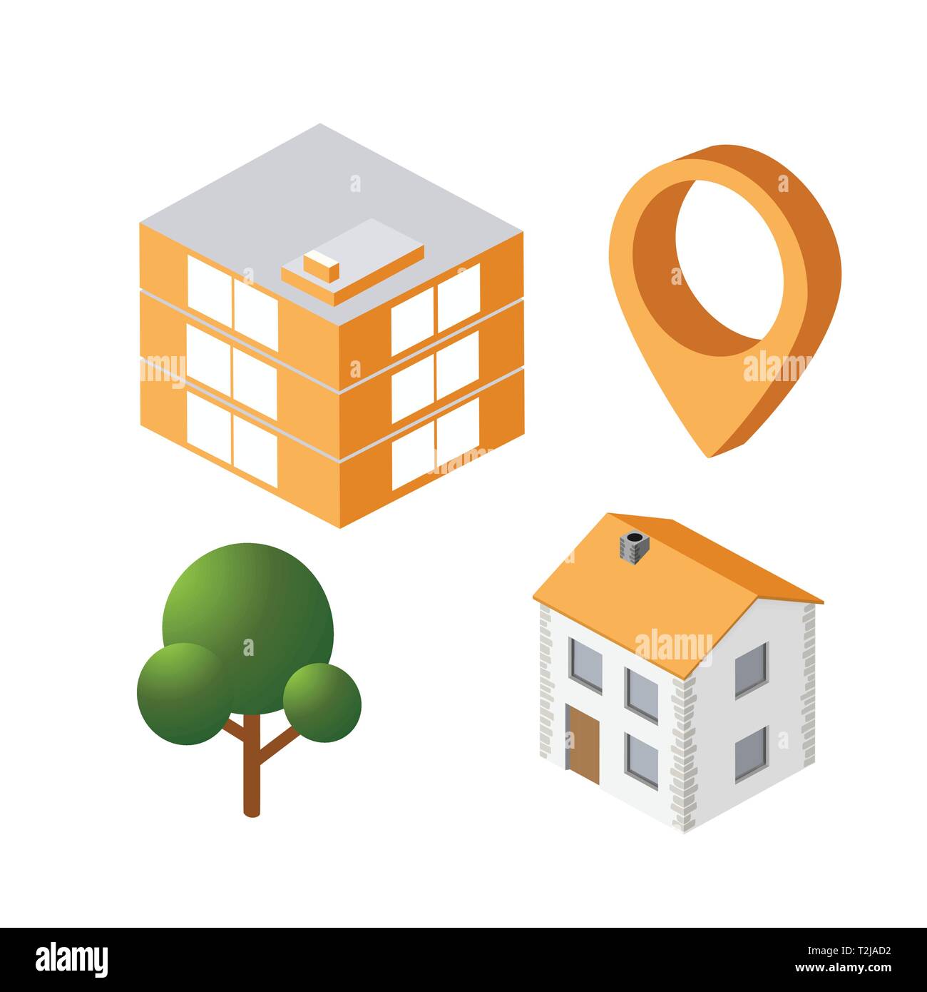 Maison de ville isométrique urbaine de l'infrastructure de l'économie. Ville paysage parcs arbres vecteur illustration Illustration de Vecteur