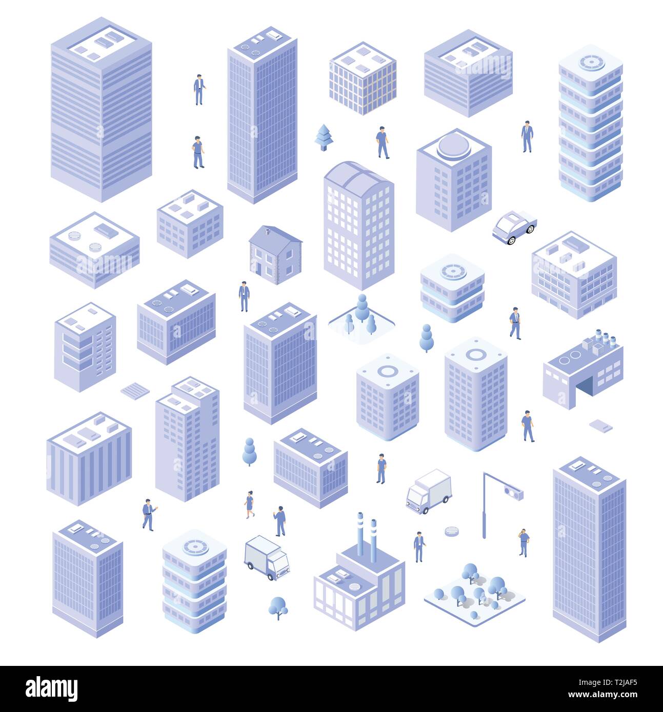 Jeu isométrique chambre urban city infrastructure de l'économie. Ville paysage parcs arbres vecteur illustration Illustration de Vecteur
