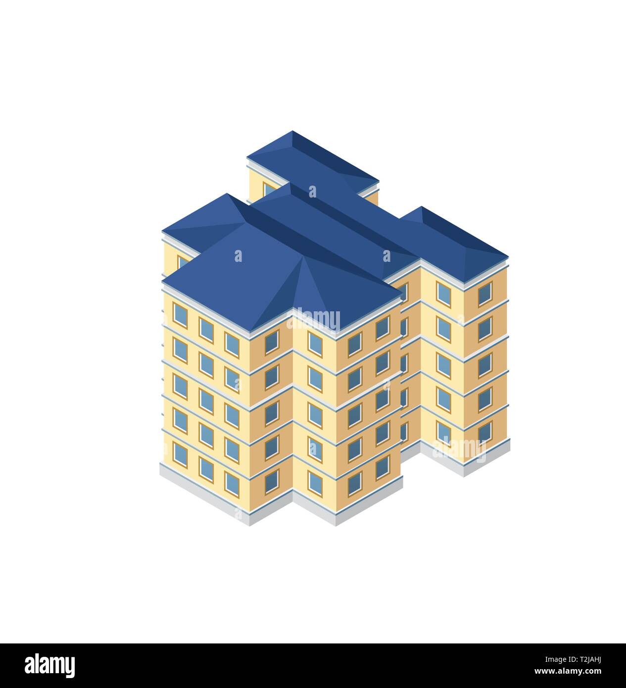 Maison isométrique urban city infrastructure de l'économie. Ville paysage parcs arbres vecteur illustration Illustration de Vecteur