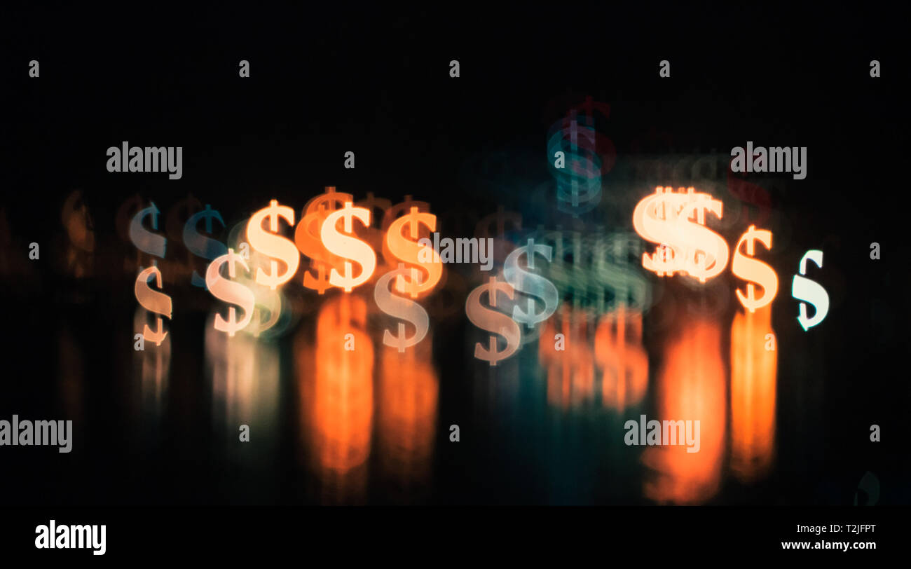 US Dollar sign effet bokeh background Banque D'Images