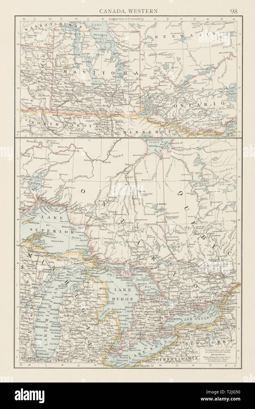 Le Canada, de l'Ouest. Timbre du Manitoba. Grands Lacs. La fois 1900 Ancien site Banque D'Images