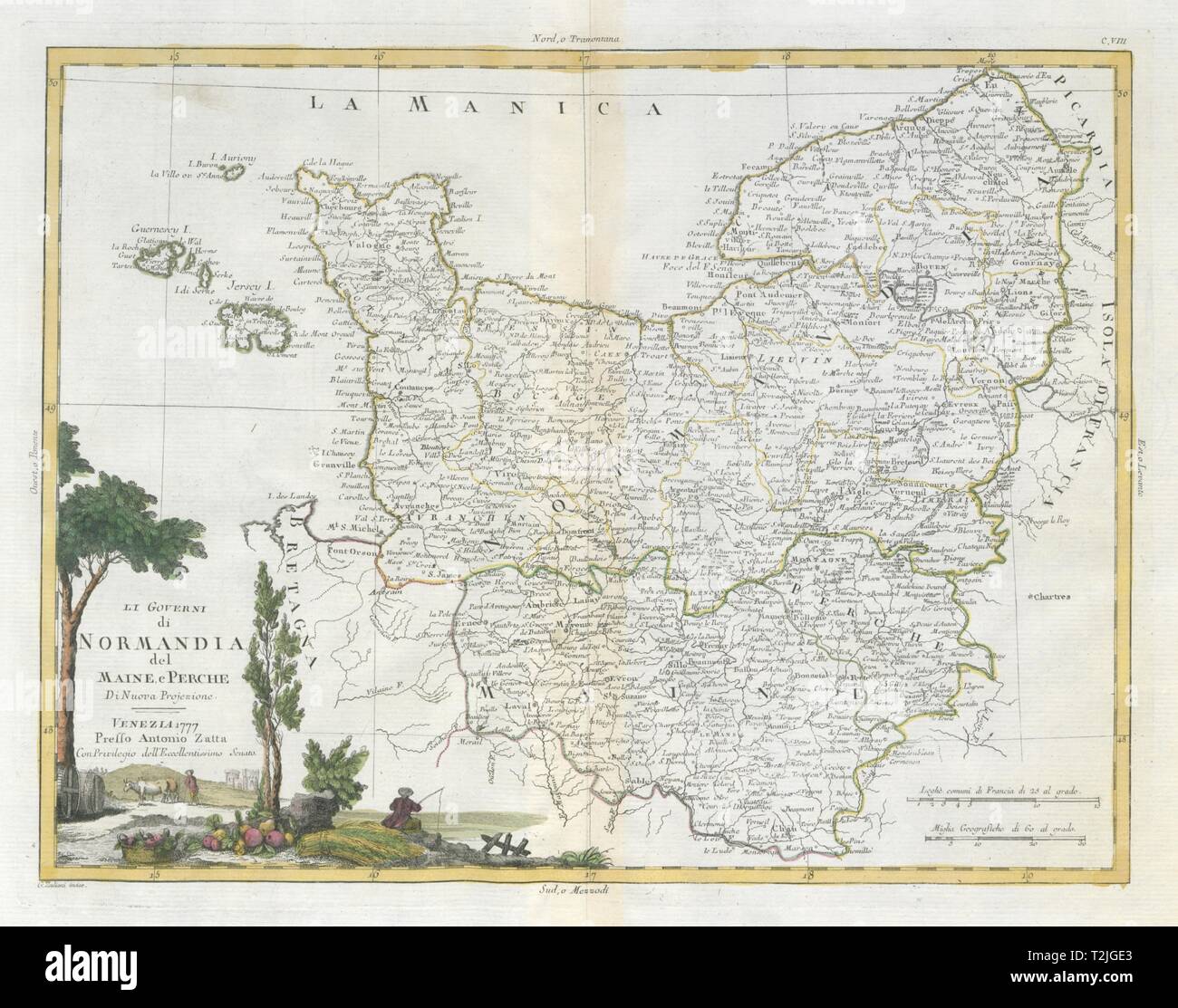 'Li Governi di Normandia del Maine e Perche'. Normandie Normandie. ZATTA 1779 map Banque D'Images