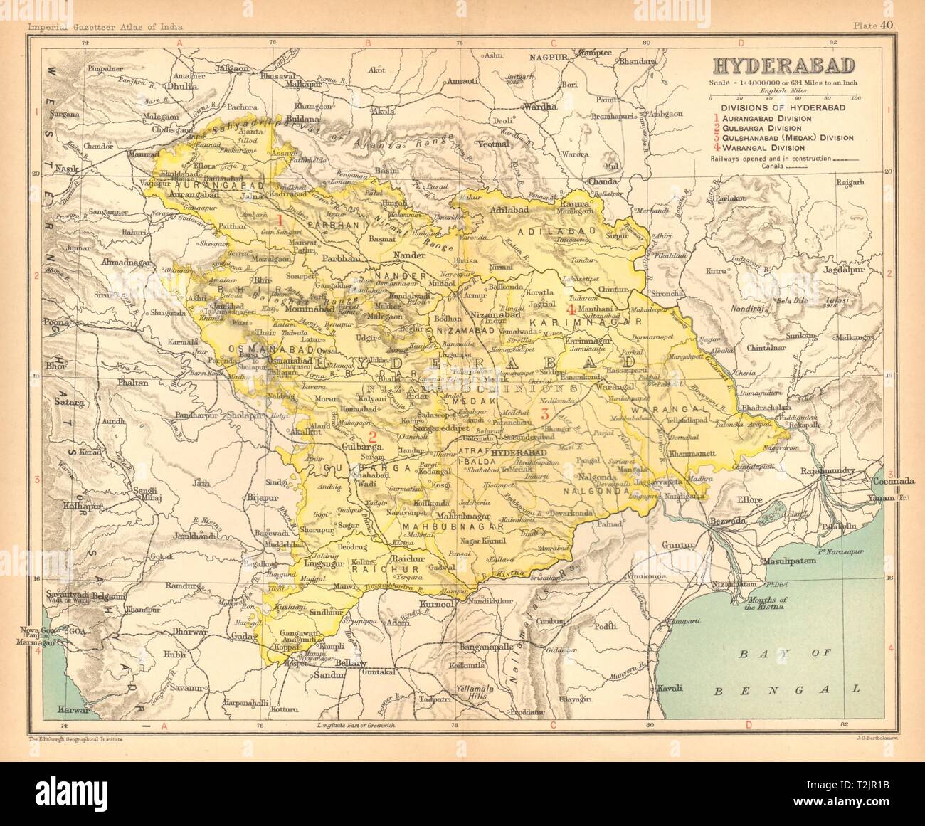 'Casablanca'. Province de l'Inde britannique. Telangana Maharashtra Karnataka 1909 map Banque D'Images